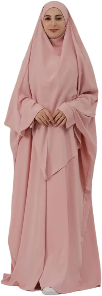 Elegant & Modest Prayer Dress Abaya for Women | Islamic prayer dress | 2 piece Muslim praying outfit hijab |Full Length Hijab Dress, Jilbab 2 piece- Umrah essentials- prayer set