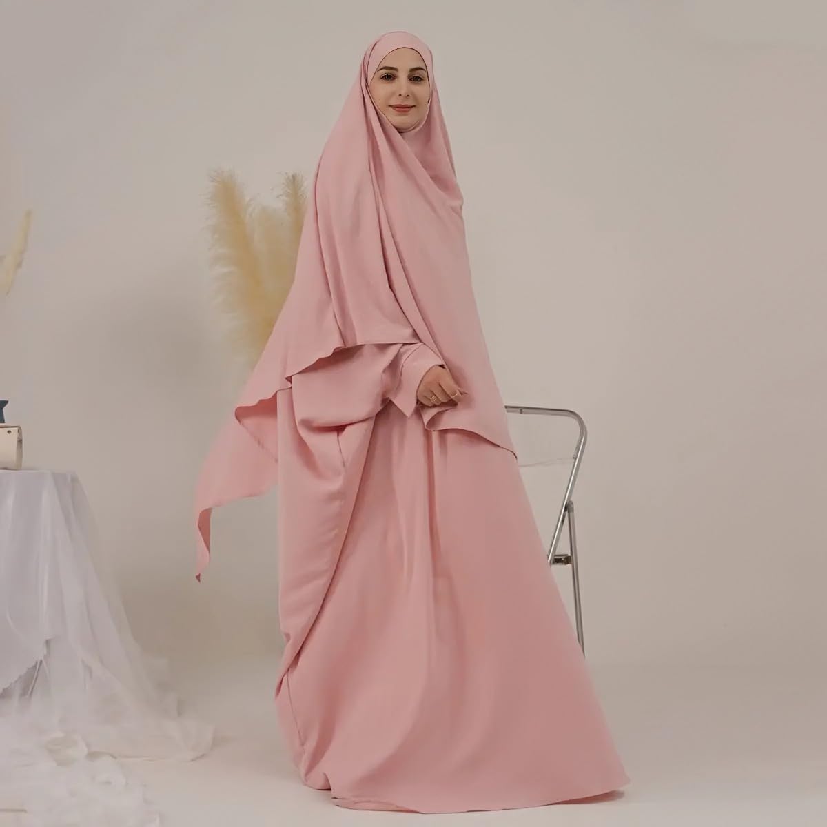 Elegant & Modest Prayer Dress Abaya for Women | Islamic prayer dress | 2 piece Muslim praying outfit hijab |Full Length Hijab Dress, Jilbab 2 piece- Umrah essentials- prayer set