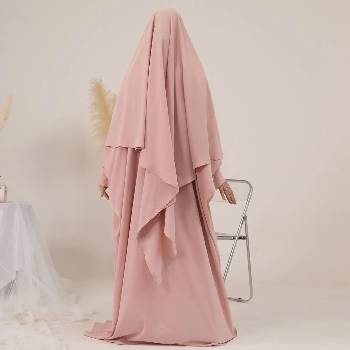 Elegant & Modest Prayer Dress Abaya for Women | Islamic prayer dress | 2 piece Muslim praying outfit hijab |Full Length Hijab Dress, Jilbab 2 piece- Umrah essentials- prayer set