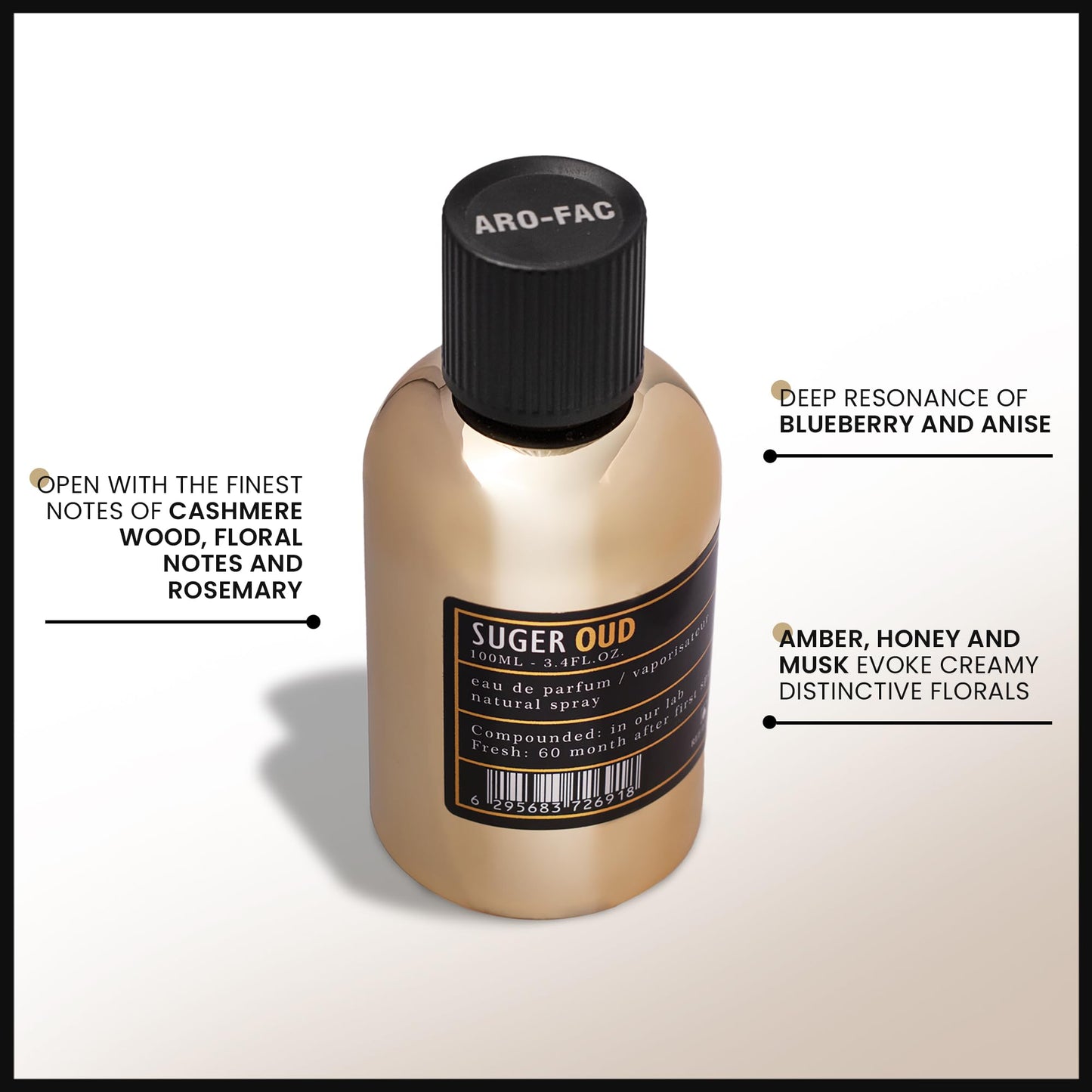 ARO FAC By AMD Perfumes Suger Oud Unisex Perfume - Classic Perfume for Men and Women - Long Lasting Men's and Women's Fragrances with Blend of Blueberry and Anise Eau de Parfum EDP 100ml