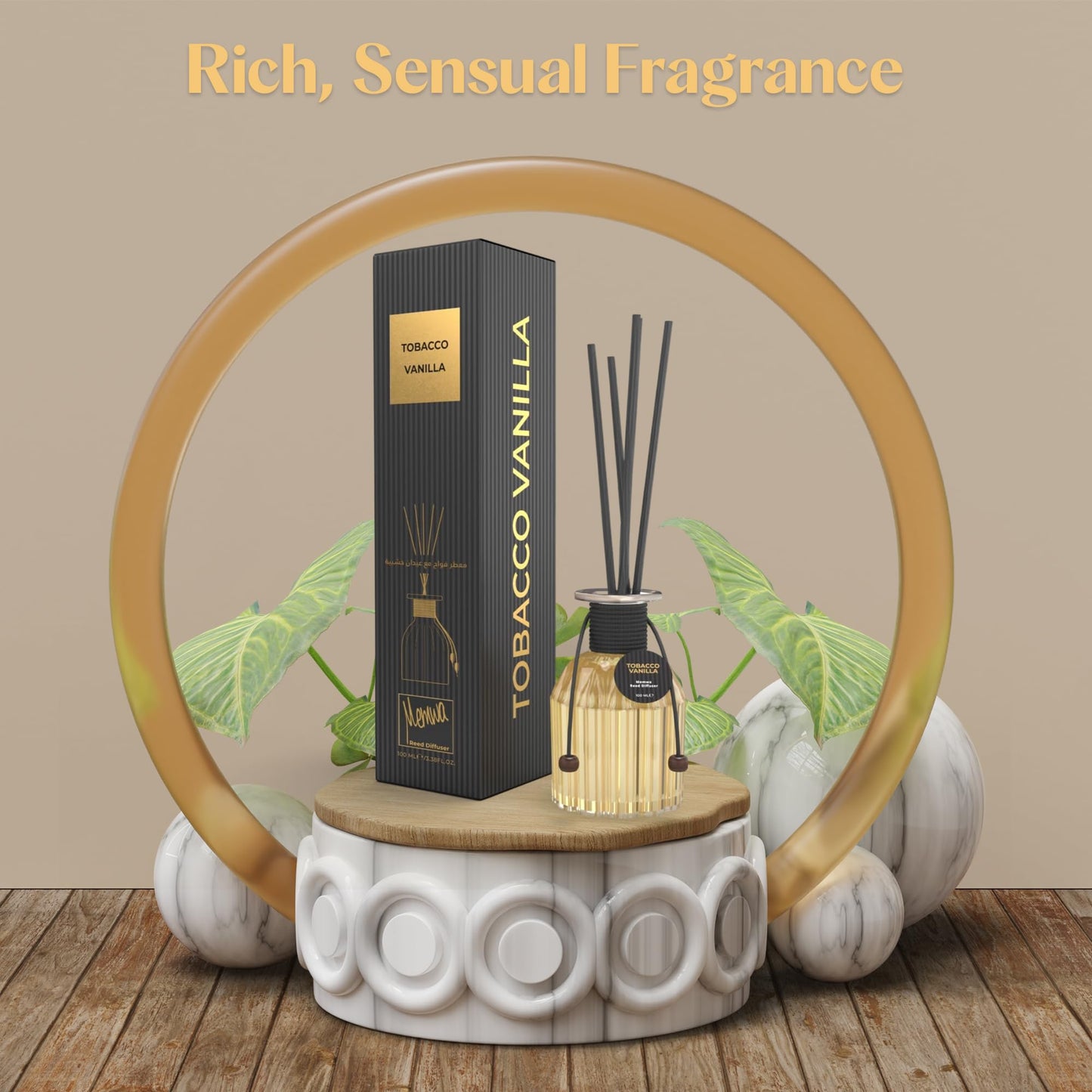 Gulf Orchid Memwa TOBACCO VANILLA Aroma Reed Diffuser Home Fragrance - Perfect for Home & Office - 100 ml