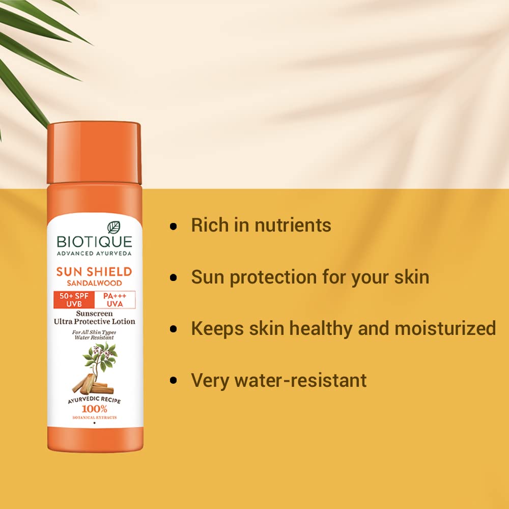 Biotique Sandalwood 50+ Spf Uva/Uvb Sunscreen Ultra Soothing Face Cream 120Ml/4.06Fl.Oz.