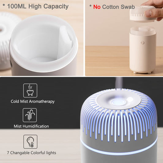 Car Diffuser Humidifier Aromatherapy Essential Oil Diffuser USB Cool Mist Mini Portable Diffuser for Car Home Office Bedroom (Black)