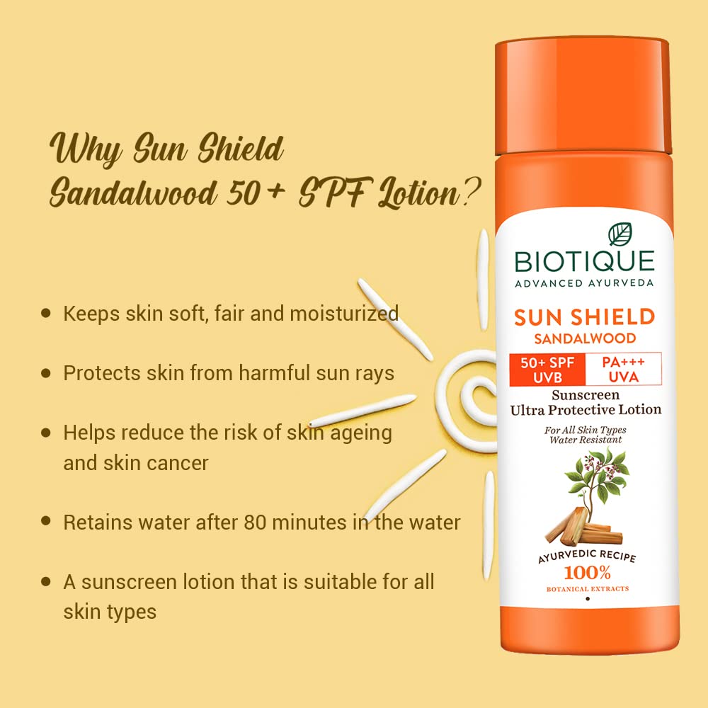 Biotique Sandalwood 50+ Spf Uva/Uvb Sunscreen Ultra Soothing Face Cream 120Ml/4.06Fl.Oz.
