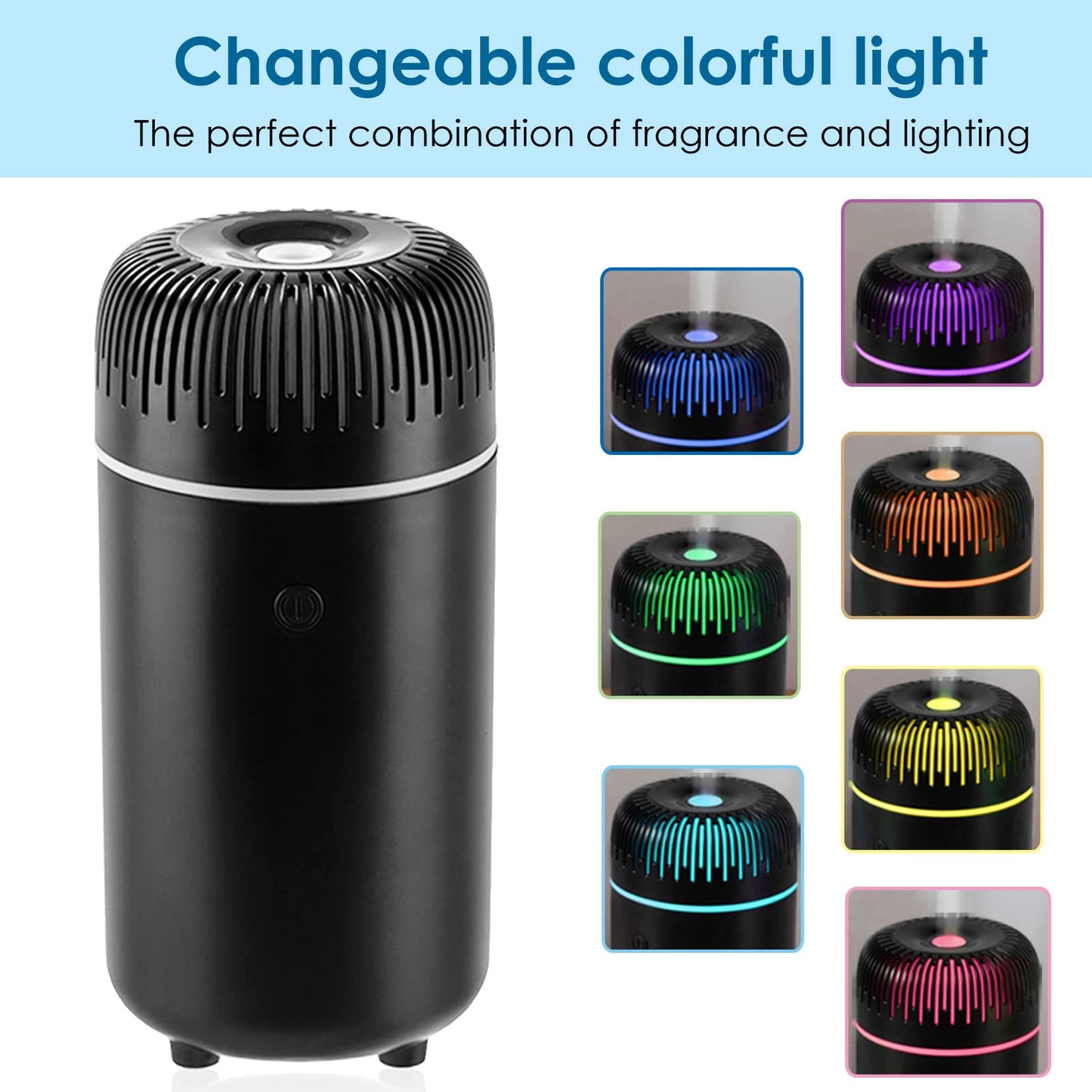 Car Diffuser Humidifier Aromatherapy Essential Oil Diffuser USB Cool Mist Mini Portable Diffuser for Car Home Office Bedroom (Black)
