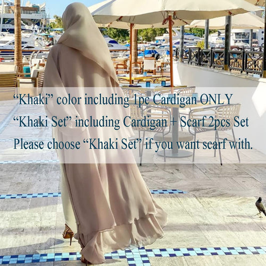 Abayas for Women Muslim Dubai Dress Solid Loose Fit Long Cardigan Islamic Kaftan Robe Open Front Maxi Length