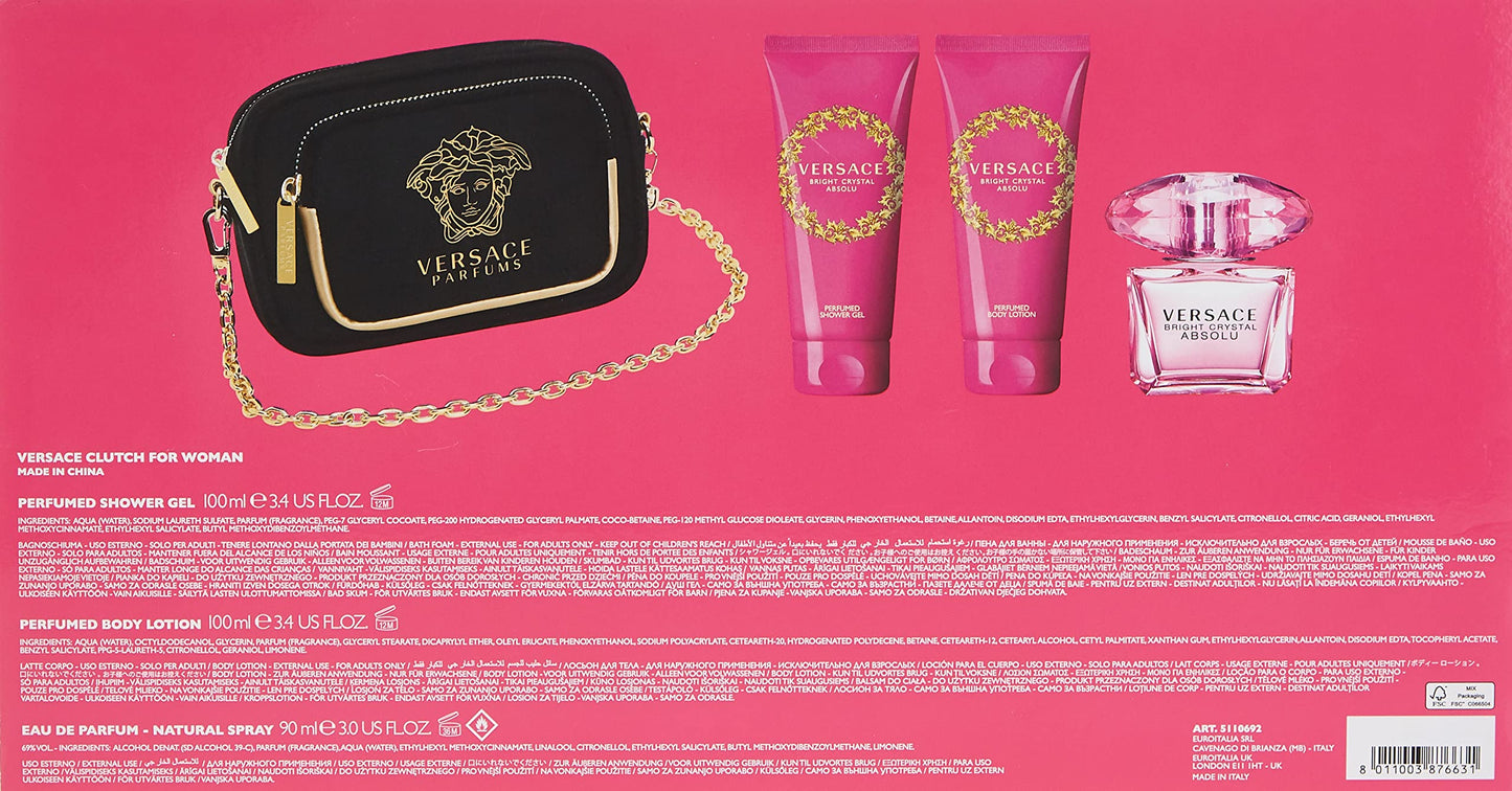 VERSACE BRIGHT CRYSTAL ABSOLU EDP 90 ML GIFT SET, 0.75 pounds